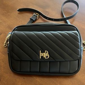 HB Quilted Black Crossbody Bag with Gold Accents